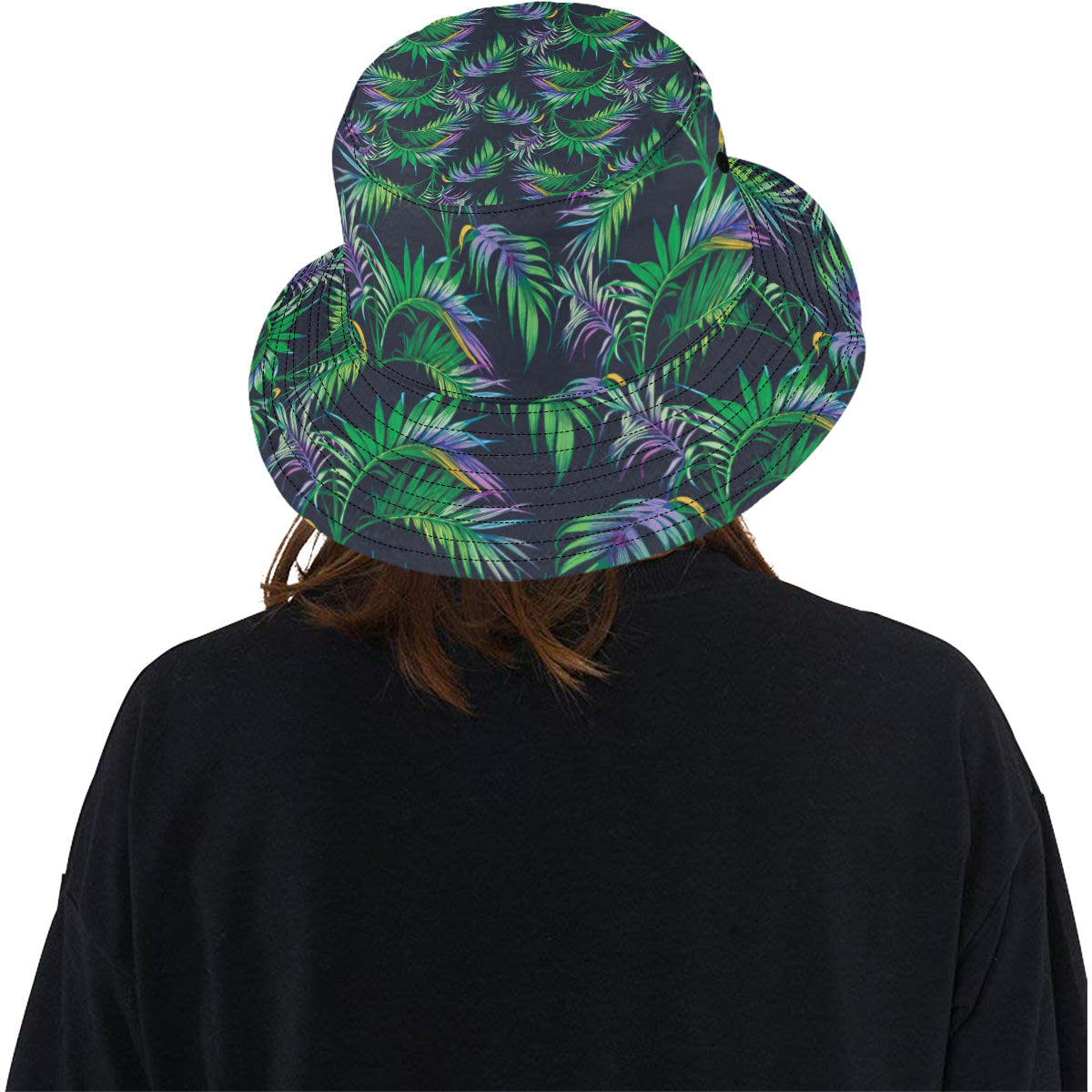 Palm Leaves Pattern Print Design PL04 Unisex Bucket Hat