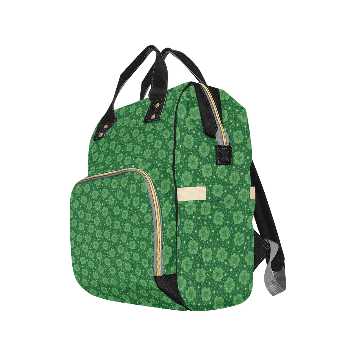 Shamrock Design Print Diaper Bag Backpack