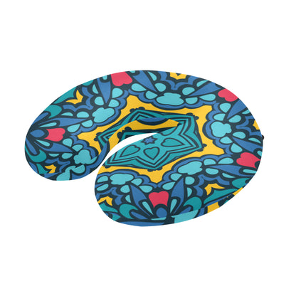 Kaleidoscope Pattern Print Design 04 U-Shaped Travel Neck Pillow