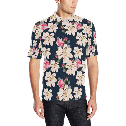Lily Pattern Print Design LY04 Men Polo Shirt