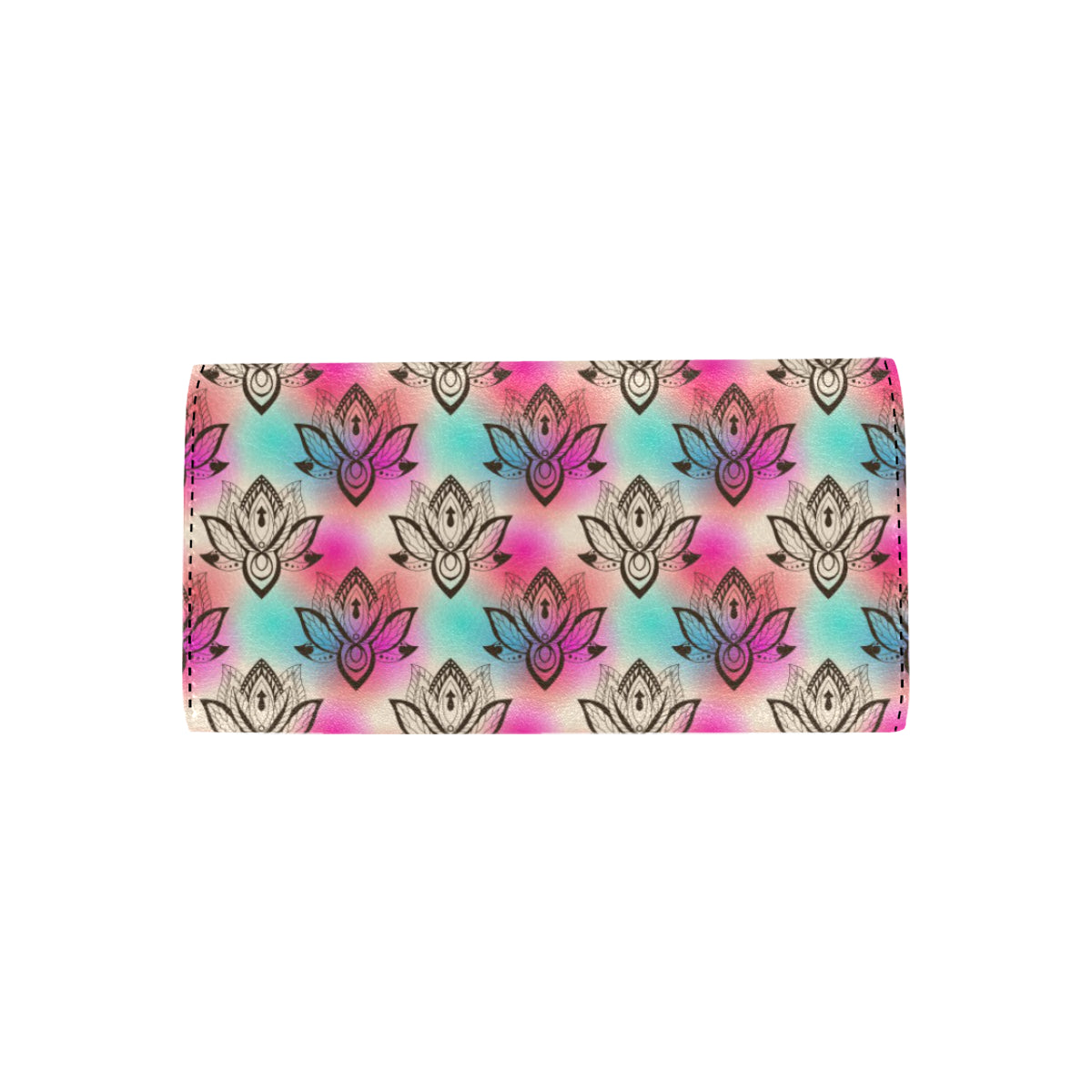 lotus Boho Pattern Print Design LO02 Women's Trifold Wallet