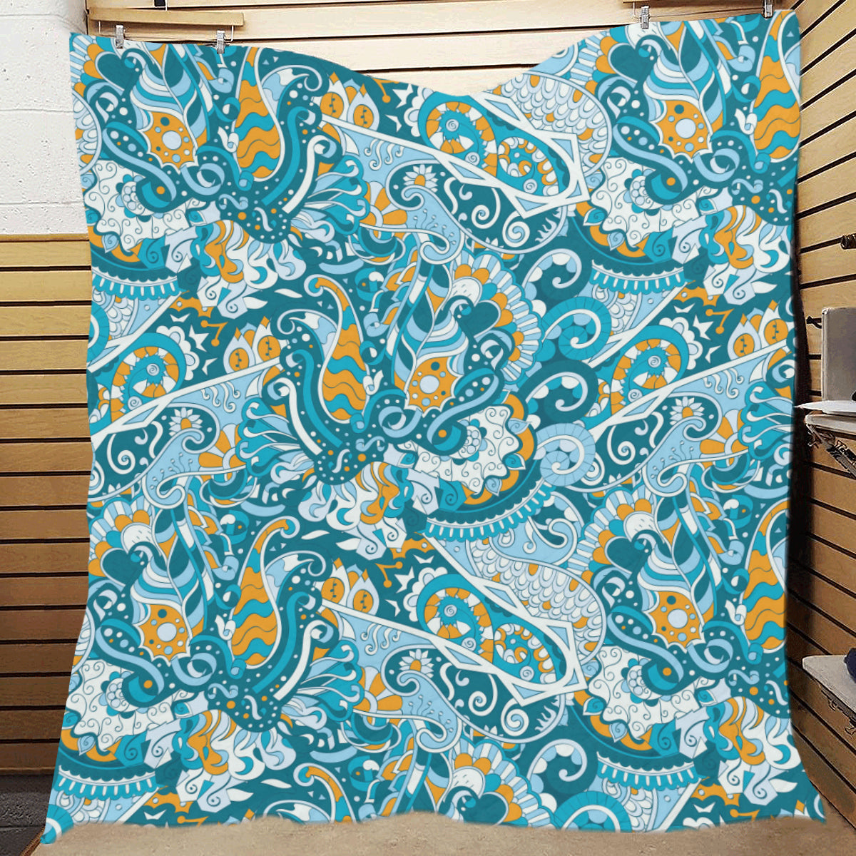 Funky Retro Pattern Print Design A03 Premium Quilt