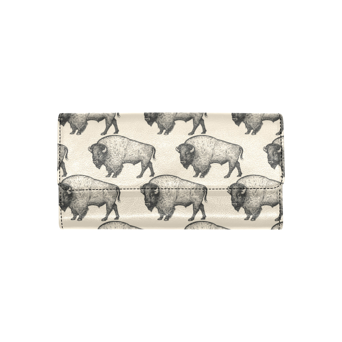 Bison Pattern Print Design 02 Women's Trifold Wallet