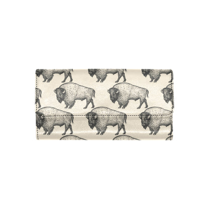 Bison Pattern Print Design 02 Women's Trifold Wallet