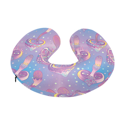 Psychedelic Mushroom Pattern Print Design A01 U-Shaped Travel Neck Pillow