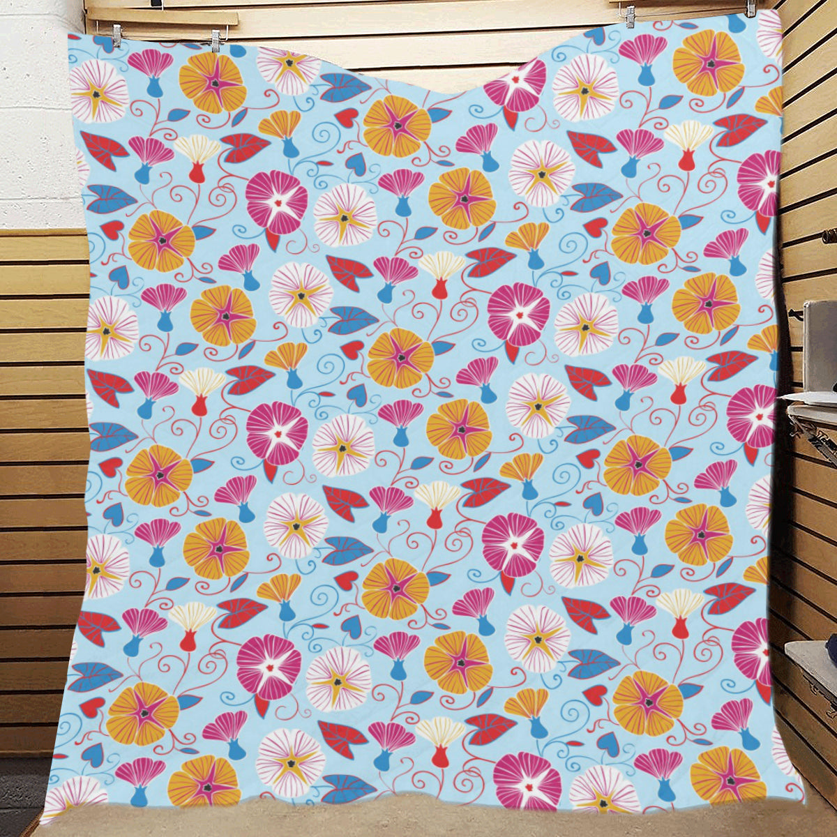 Morning Glory Pattern Print Design MG06 Premium Quilt