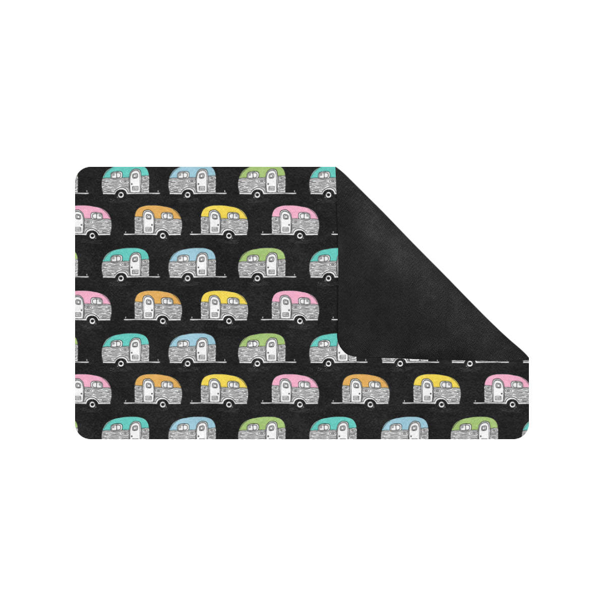 Camper Pattern Camping Themed No 2 Print Rubber Doormat