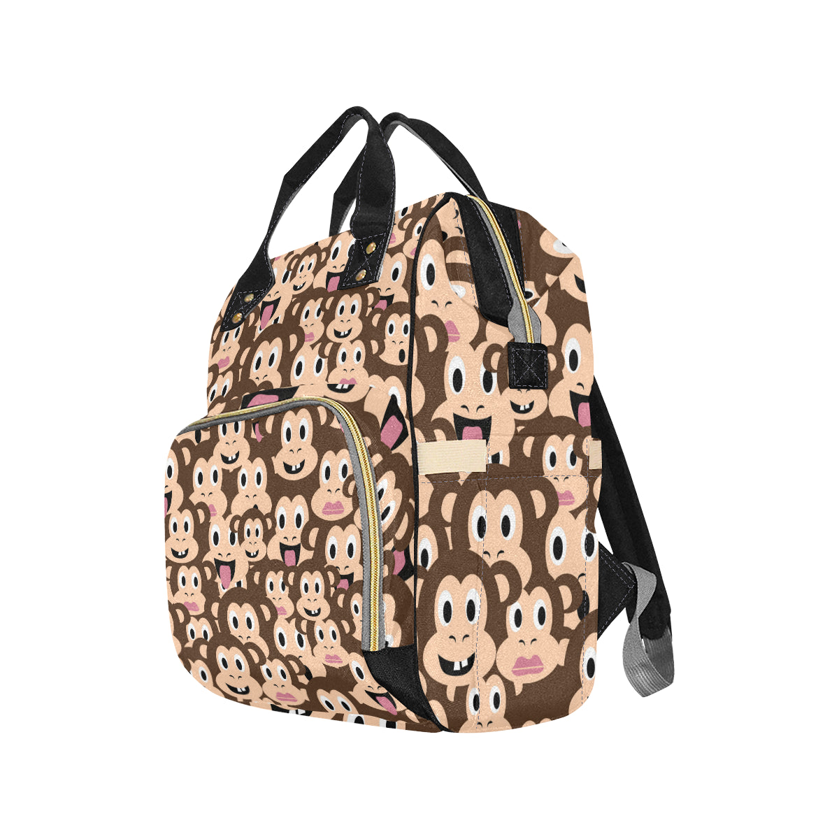 Emoji Monkey Print Pattern Diaper Bag Backpack