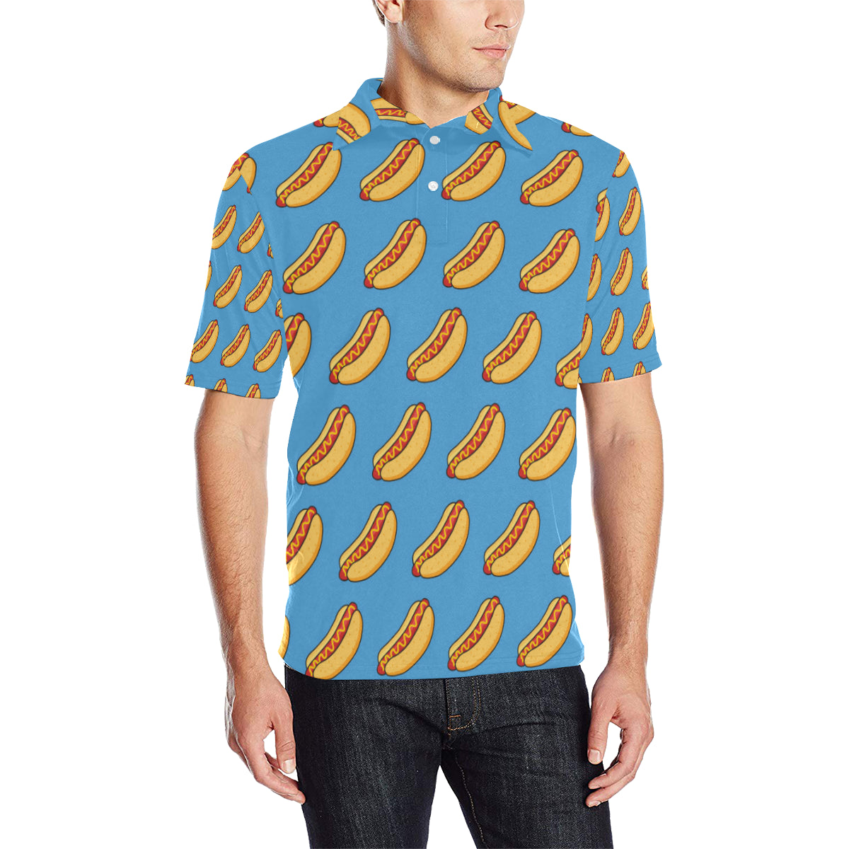 Hot Dog Pattern Print Design 02 Men Polo Shirt