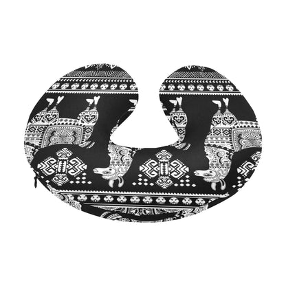 Llama Aztec Style Pattern Print Design 01 U-Shaped Travel Neck Pillow