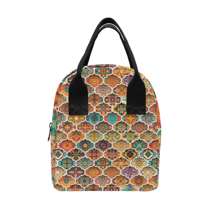 Mandala Mosaic Themed Design Print Insulated Lunch Bag