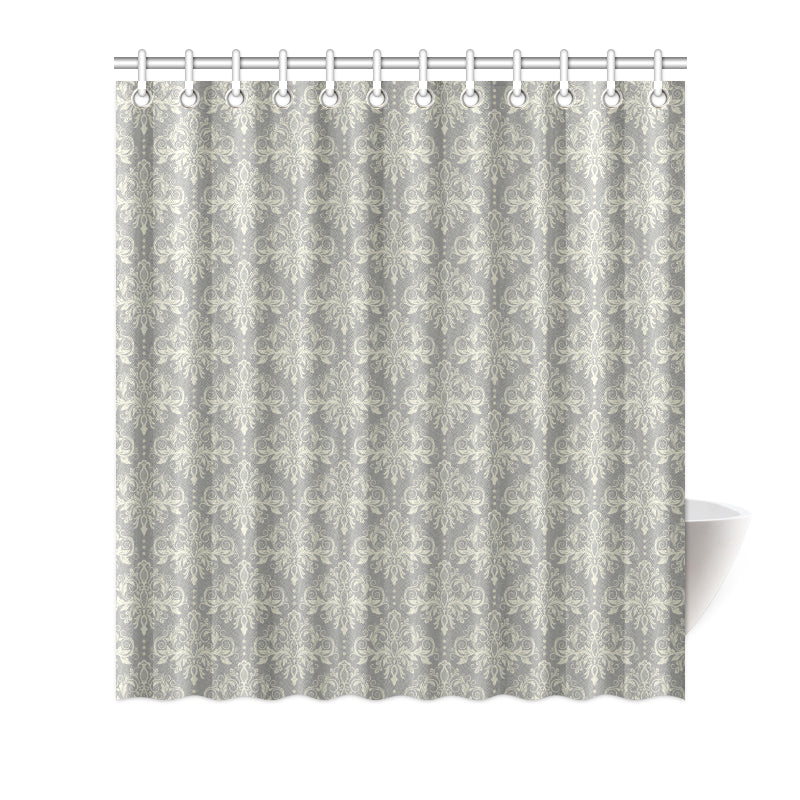 Damask Grey Elegant Print Pattern Shower Curtain