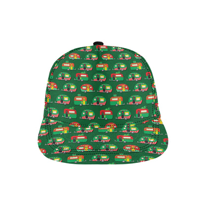Camper Camping Christmas Themed Print Snapback Cap