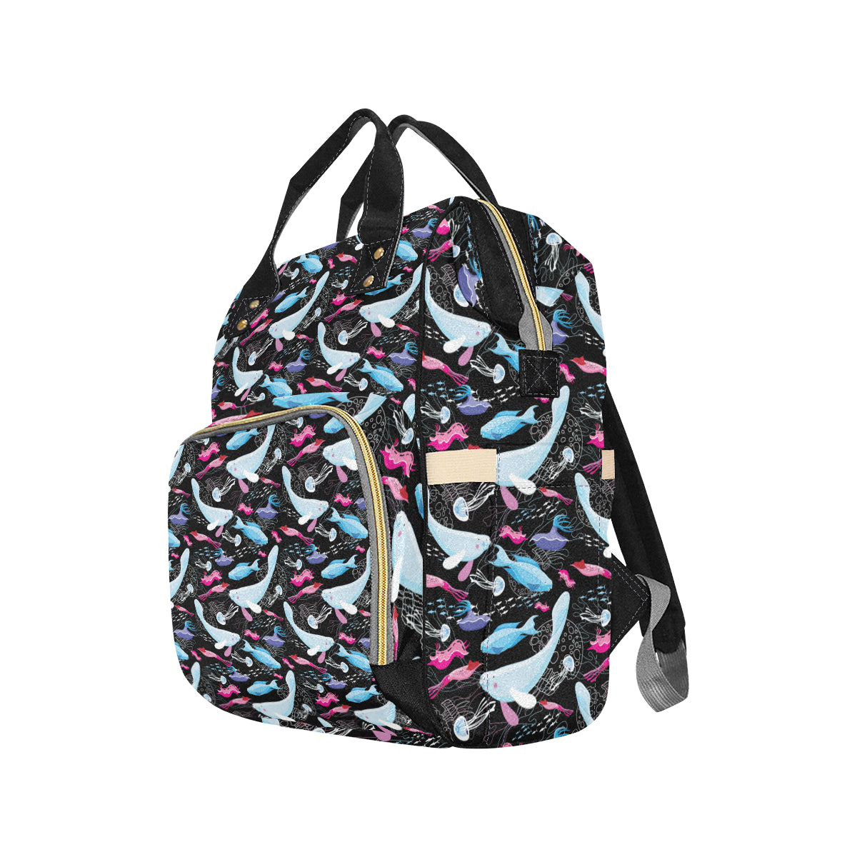 Manatee Pattern Print Design 02 Diaper Bag Backpack