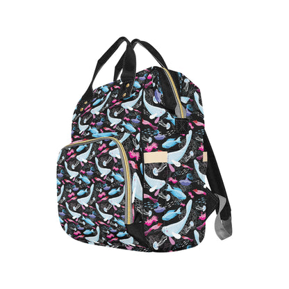 Manatee Pattern Print Design 02 Diaper Bag Backpack