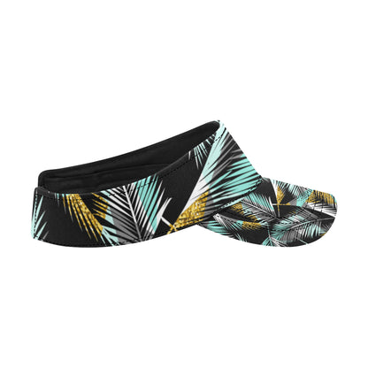 Gold Glitter Cyan Tropical Palm Leaves Unisex Sun Visor