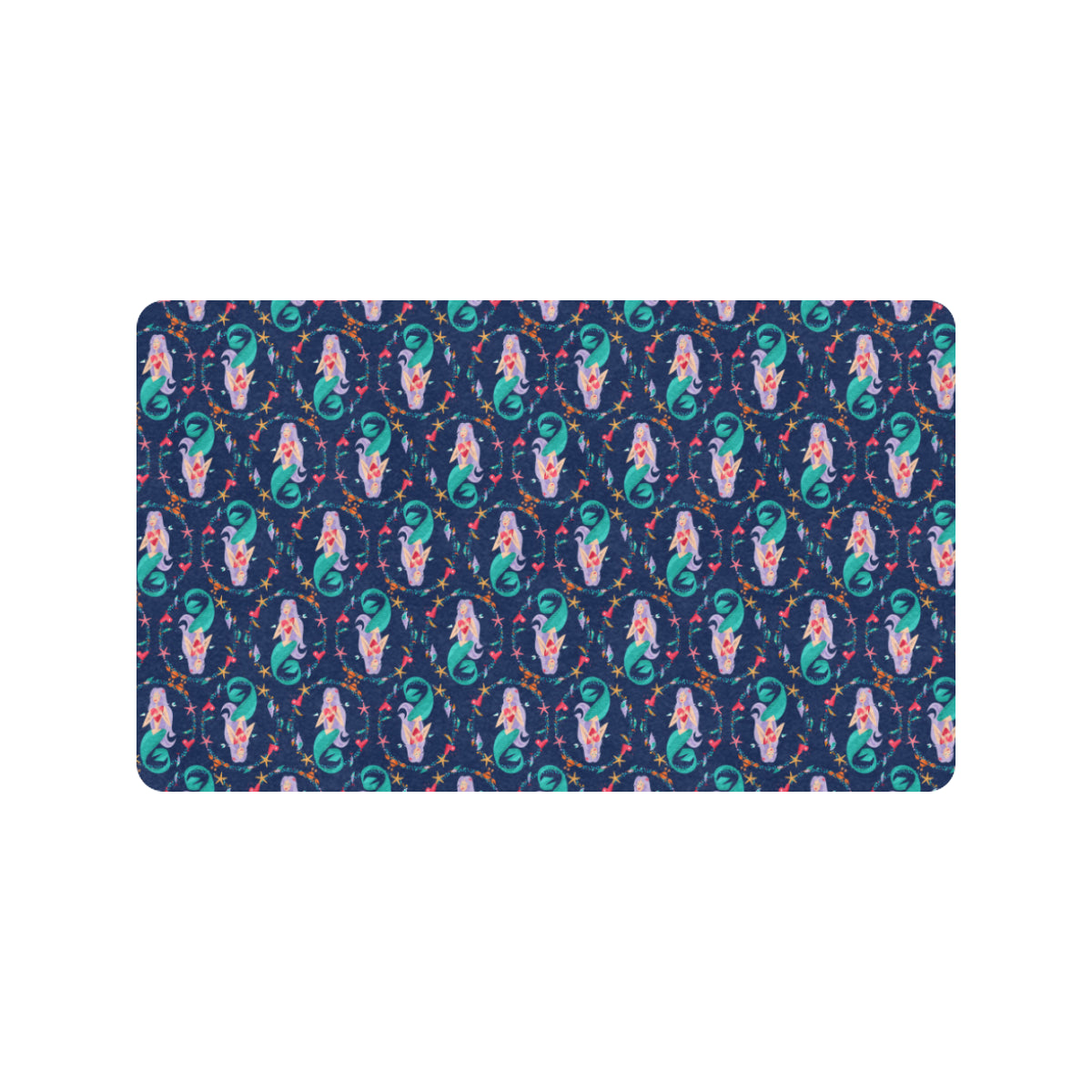 Mermaid Girl Cute Design Print Rubber Doormat