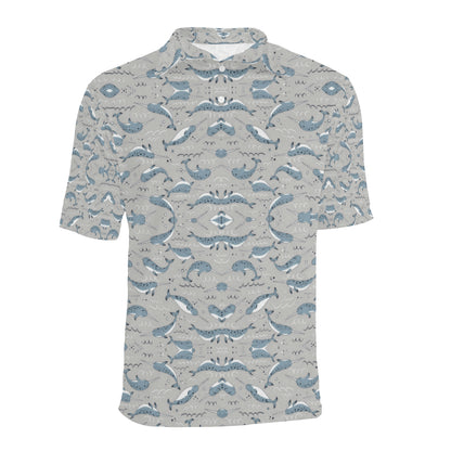 Narwhal Pattern Print Men Polo Shirt