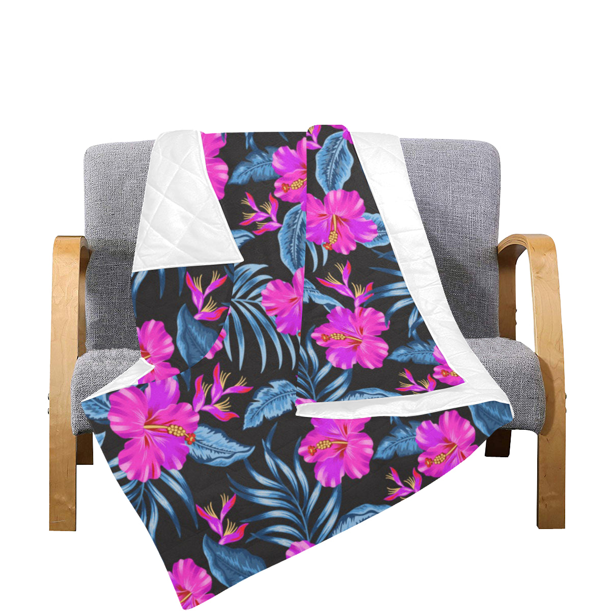 Neon Pink Hibiscus Pattern Print Design HB015 Premium Quilt