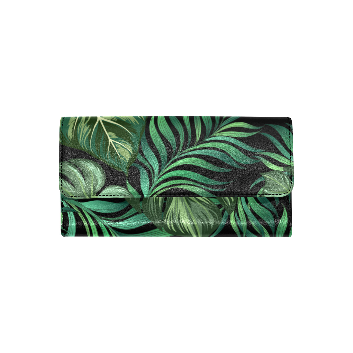Green Fresh Tropical Palm Leaves Women's Trifold Wallet