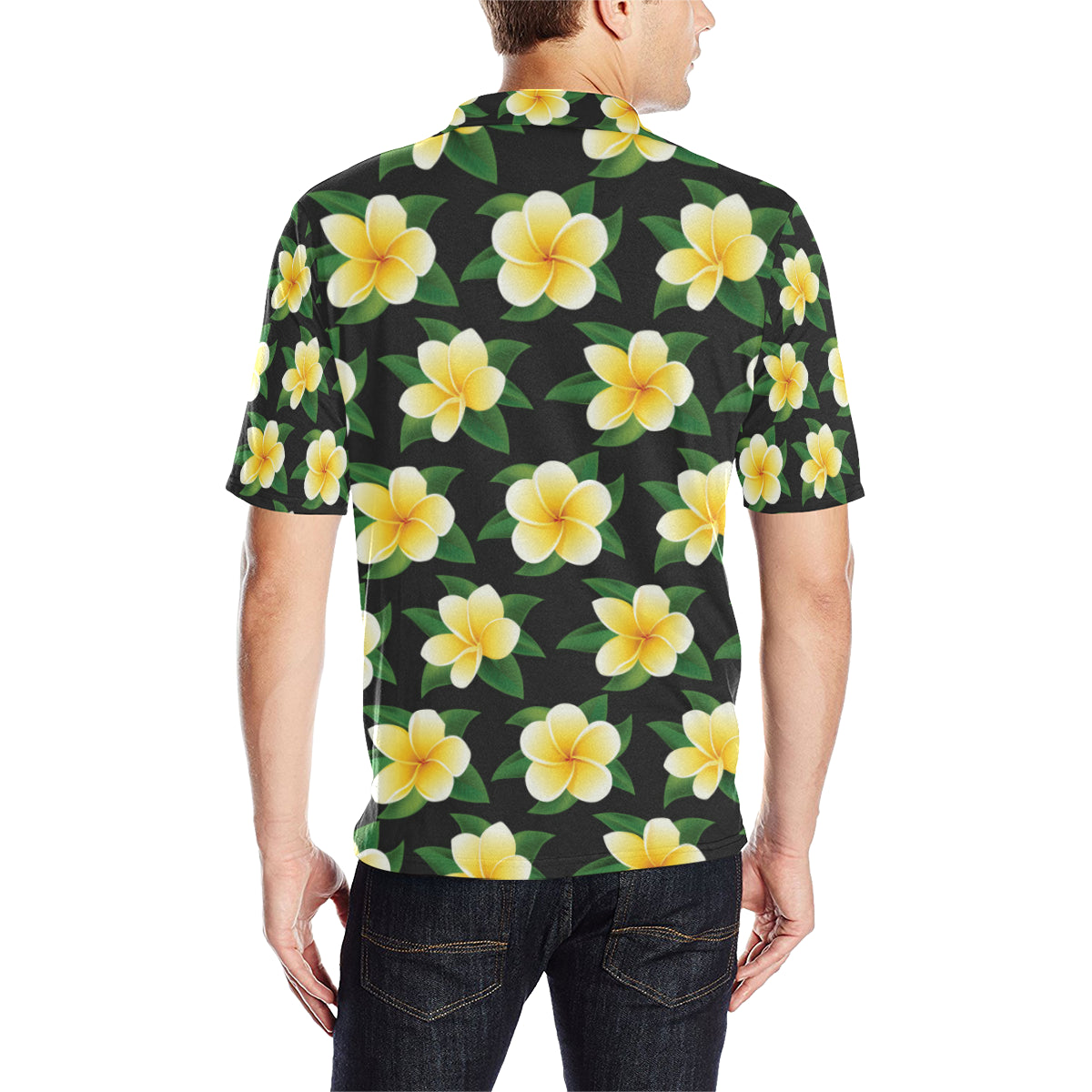 Plumeria Pattern Print Design A03 Men Polo Shirt
