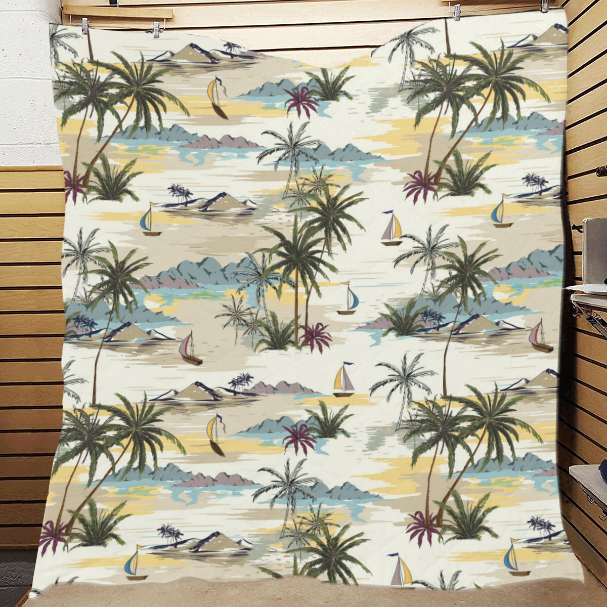 Palm Tree Beach Print Premium Quilt