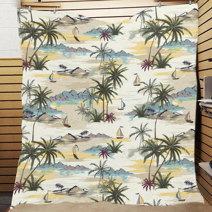 Palm Tree Beach Print Premium Quilt