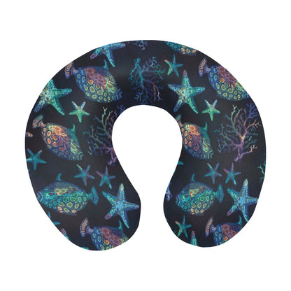 Starfish Pattern Print Design 01 U-Shaped Travel Neck Pillow