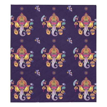 Ganesha Pattern Print Design 04 Premium Quilt