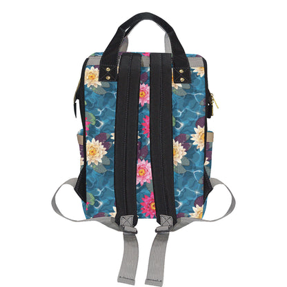 Water Lily Pattern Print Design WL05 Diaper Bag Backpack