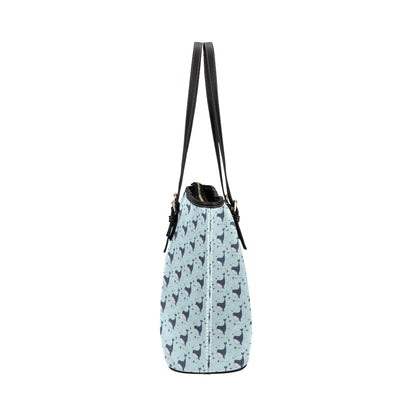 Whale Cute Design Themed Print Leather Tote Bag