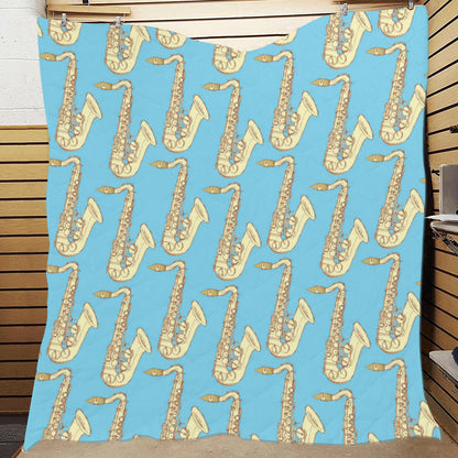 Saxophone Pattern Print Design 03 Premium Quilt