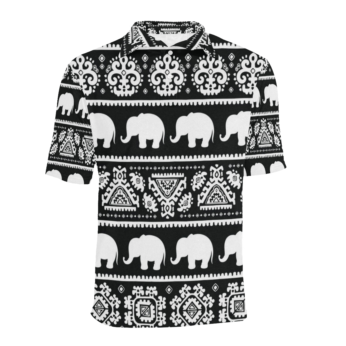 Elephant Pattern Men Polo Shirt