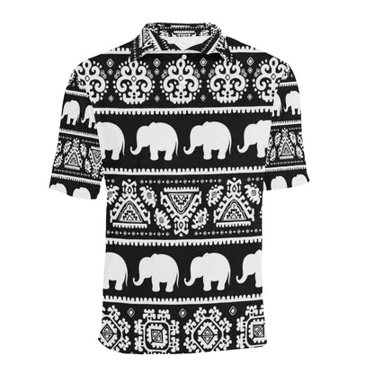 Elephant Pattern Men Polo Shirt