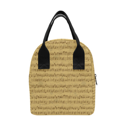 Music Note Vintage Themed Print Insulated Lunch Bag
