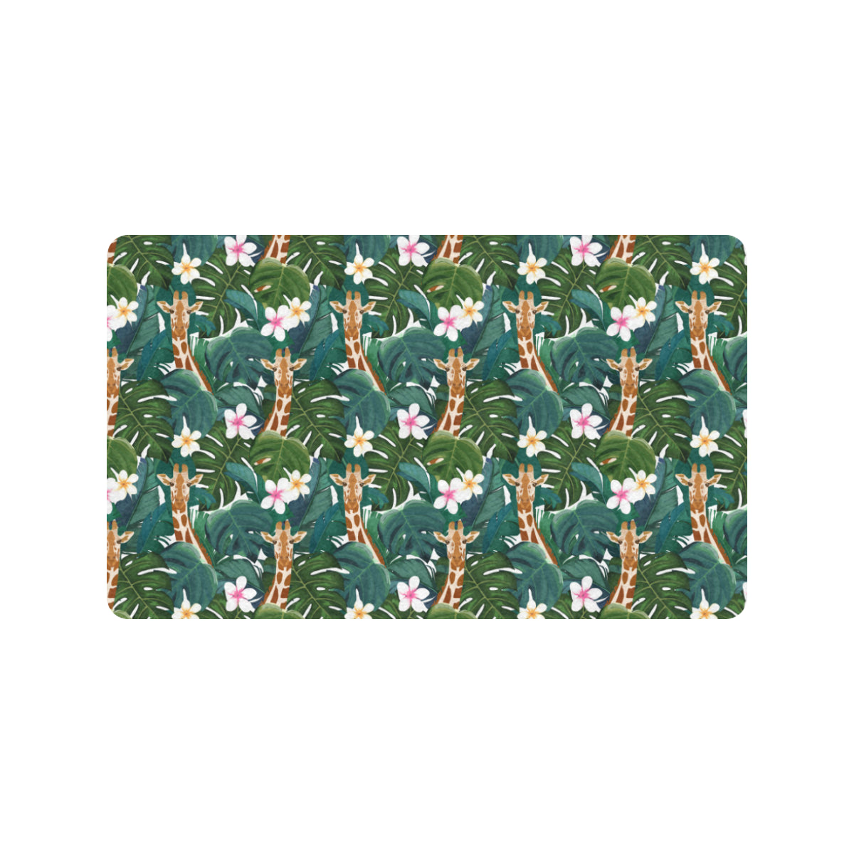 Giraffe Jungle Design Print Rubber Doormat