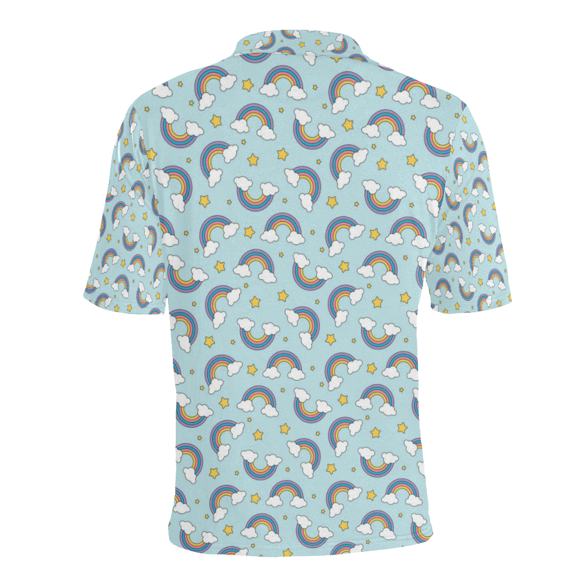 Rainbow Cloud Print Pattern Men Polo Shirt