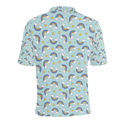 Rainbow Cloud Print Pattern Men Polo Shirt