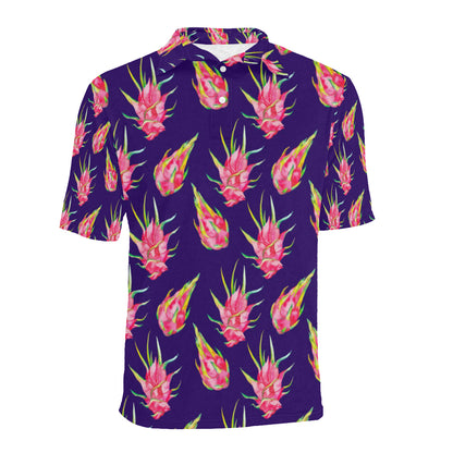 Dragonfruit Pattern Print Design DF02 Men Polo Shirt