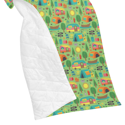 Camping Camper Pattern Print Design 04 Premium Quilt