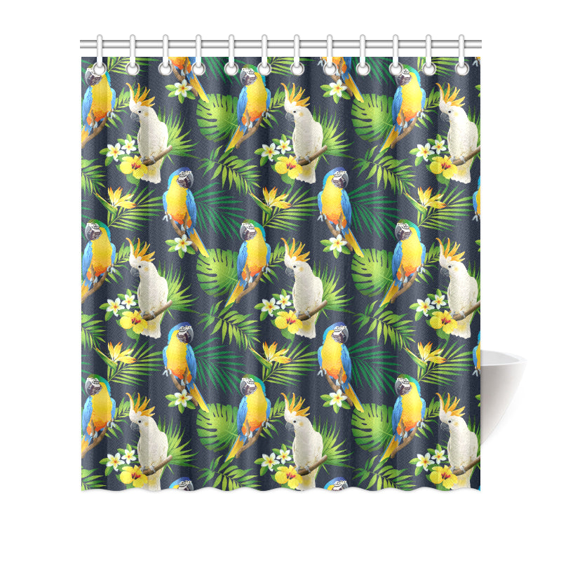 Parrot Pattern Print Design A03 Shower Curtain