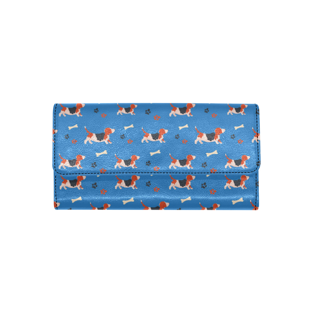 Basset Hound Pattern Print Design 02 Women's Trifold Wallet