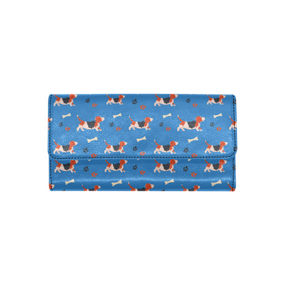 Basset Hound Pattern Print Design 02 Women's Trifold Wallet