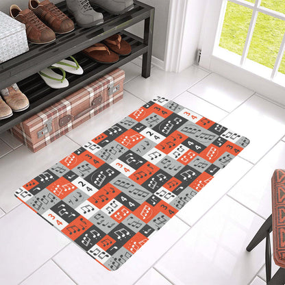 Music Note Design Themed Print Rubber Doormat