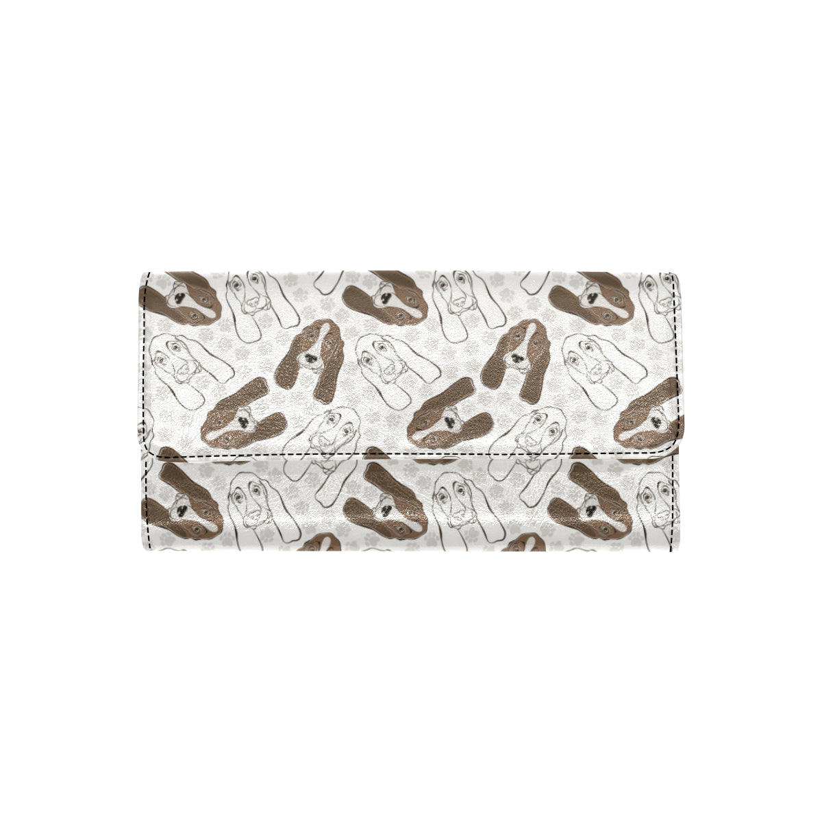 Basset Hound Pattern Print Design 01 Women's Trifold Wallet