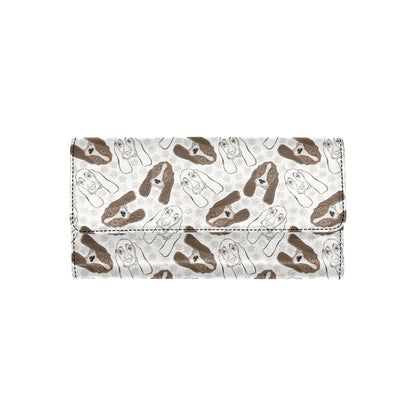 Basset Hound Pattern Print Design 01 Women's Trifold Wallet
