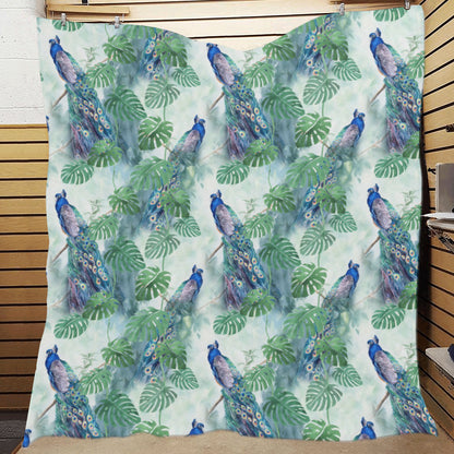 Peacock Pattern Print Design A02 Premium Quilt