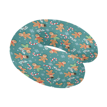 Gingerbread Pattern Print Design 05 U-Shaped Travel Neck Pillow