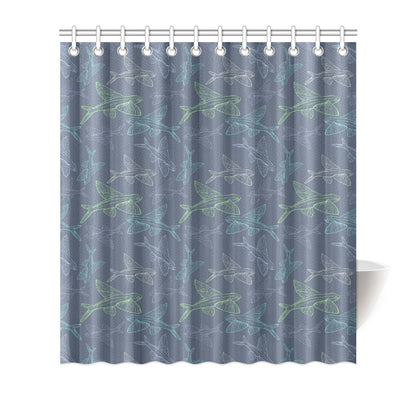 Flying Fish Pattern Print Design 02 Shower Curtain