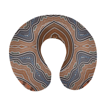 Aboriginal Pattern Print Design 01 U-Shaped Travel Neck Pillow